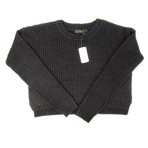 Forever 21 Cropped Long Sleeve Waffle Knit Sweater